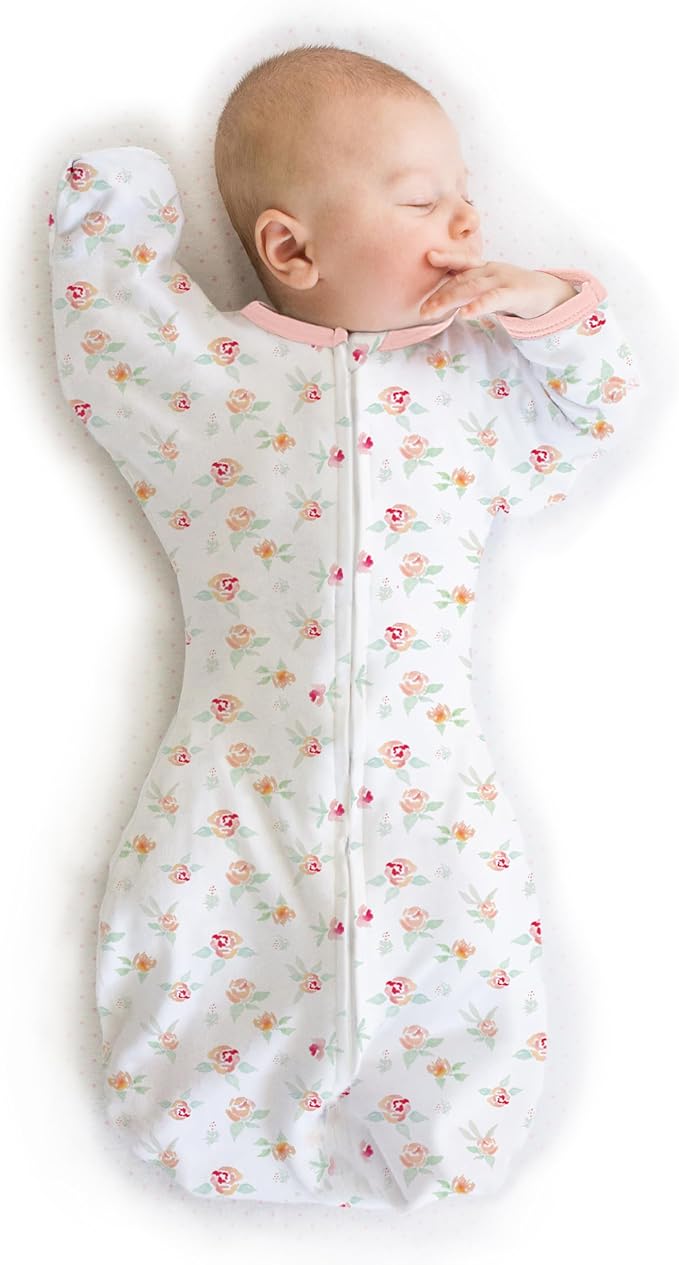 SwaddleDesigns Transitional Swaddle Sack, Arms Up Half-Length Sleeve Mitten Cuff, Most Gradual Transition Swaddle for Newborn