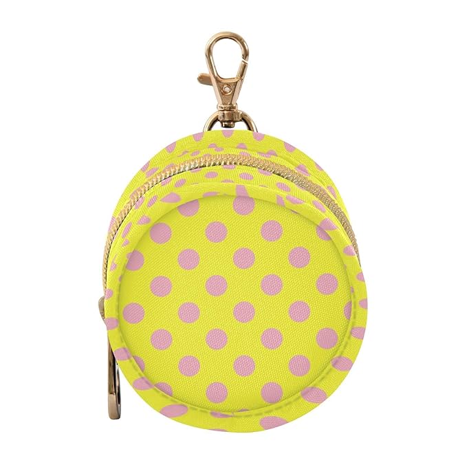 Neon Pink Yellow Polka Dot Pacifier Holder Case Newborn Pacifier Storage Pouch for Boys Girls Easy Attach to Diaper Bag Portable Baby Essentials Container