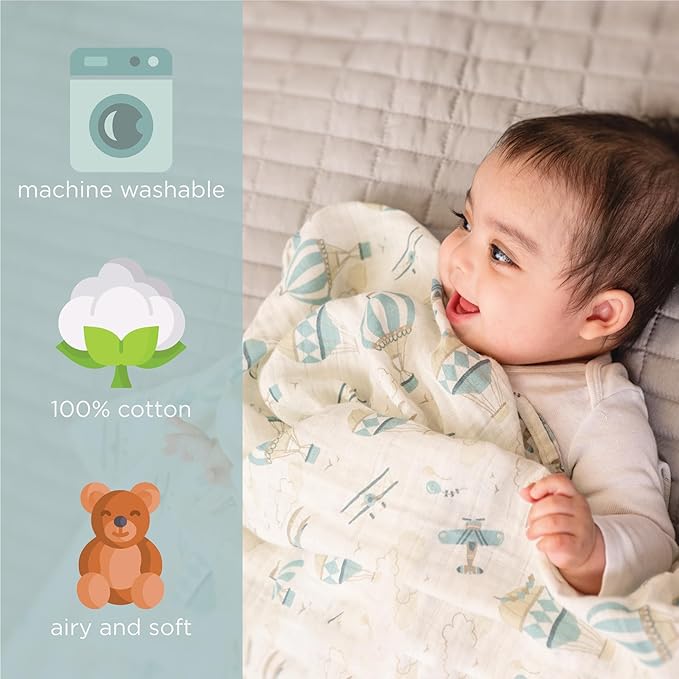 Stephen Joseph, Muslin Swaddle Blanket for Baby Girls and Boys, 100% Cotton Baby Swaddle Wrap, 47 x 47 inches