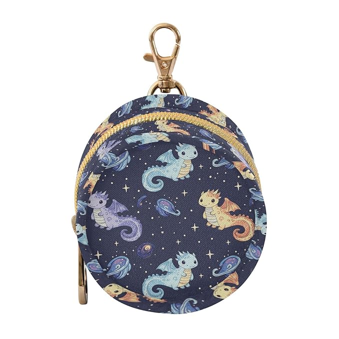 Space Dragons Planets Blue Print Pacifier Holder Case for Diaper Bag Portable Travel Pacifier Storage Case with Clip Pacifier Storage Container for Outdoor Purse Baby Girls Boys