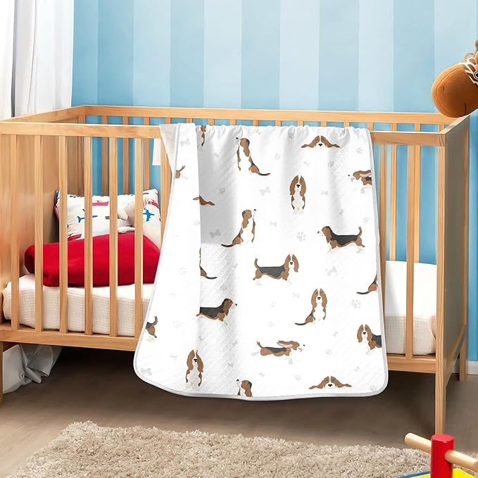 Ollabaky Basset Hound Dog Baby Blanket for Boys Girls Cotton Throw Blanket Swaddle Blanket for Crib Stroller Nursery Receiving Blanket Infant Toddler Unisex 30"x40"