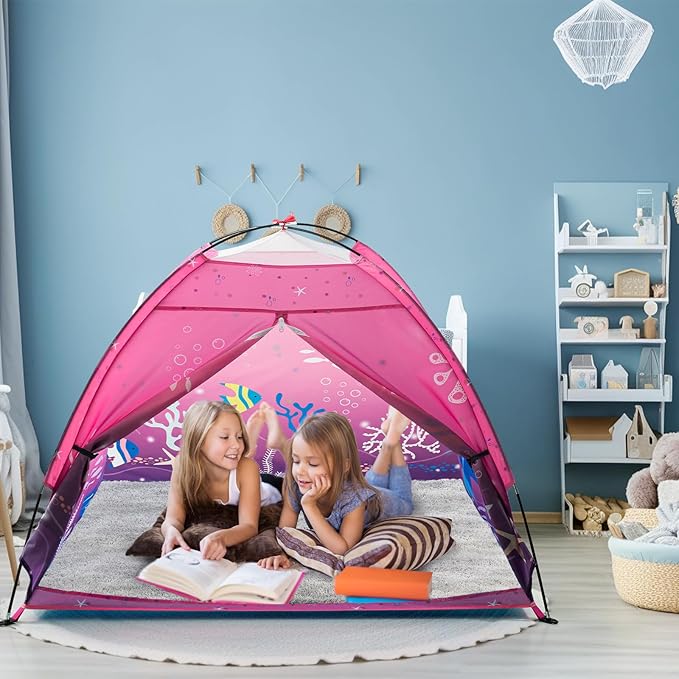 Kids Play Mermaid Tent for Kids, Play Tentes Foldable Pop Up Indoor Outdoor Party Playhouse Tents Toy for Boys Girls-47 * 47 * 41 (Pink)