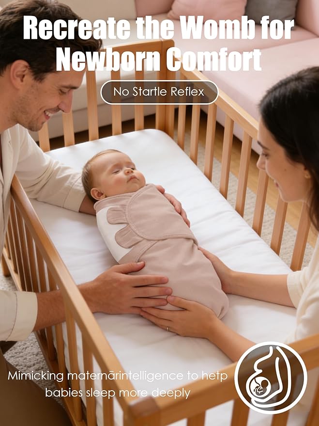 Newborn Swaddle Blanket Wrap 0-6 Months (3-Pack) - Adjustable Infant Sleep Sack, 100% Cotton Anti-Startle Soothing Sack, Soft Breathable Nursery Bedding - Warm Harvest