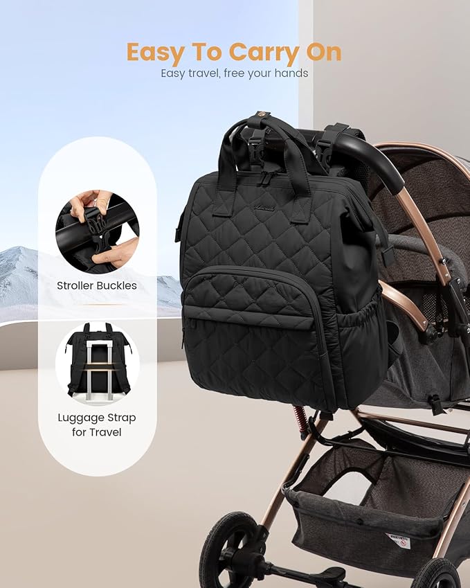 LOVEVOOK Diaper Bag Backpack, Baby Bag for Girl Boy with Changing Pad, Diaper Backpack for Mom Dad with Stroller Buckles