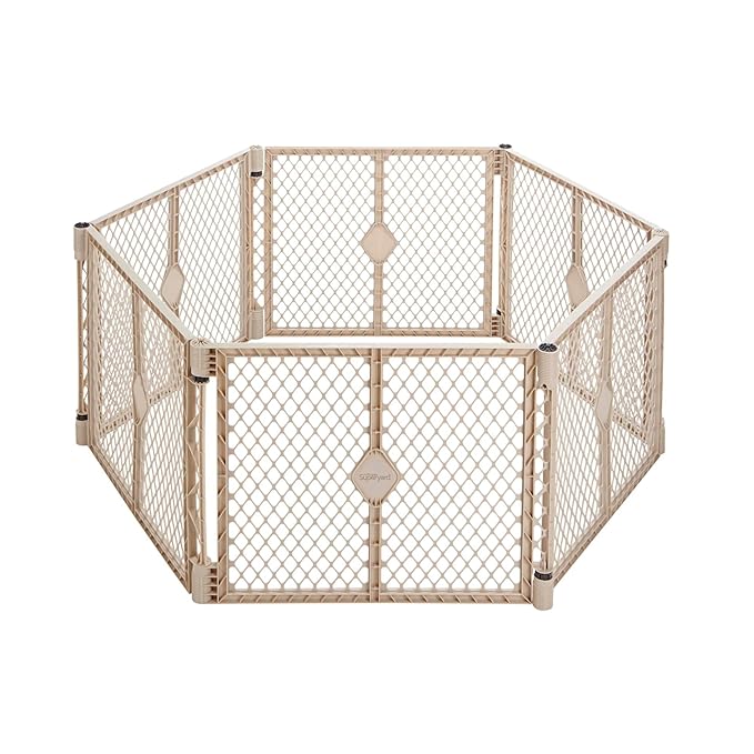 Toddleroo by North States - Superyard Baby Play Yard: Freestanding 6-Panel Baby Playpen - Indoor or Outdoor Use - Made in USA - Encloses Up to 18.5 Square Feet - 26 Inches Tall - Sand