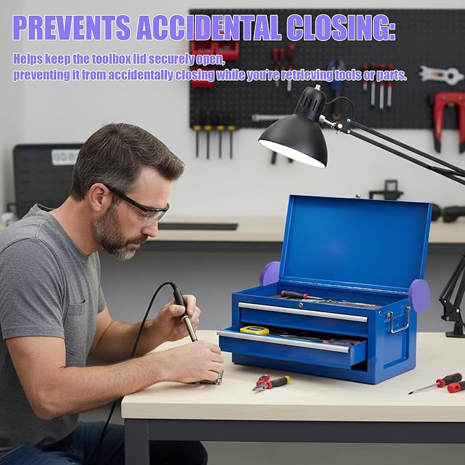 2 PCS Magnetic Lid Lock Set for 2-Drawer Mini Toolboxes, Secures Lid & Prevents Tipping, Mini Toolbox Accessories (Purple)
