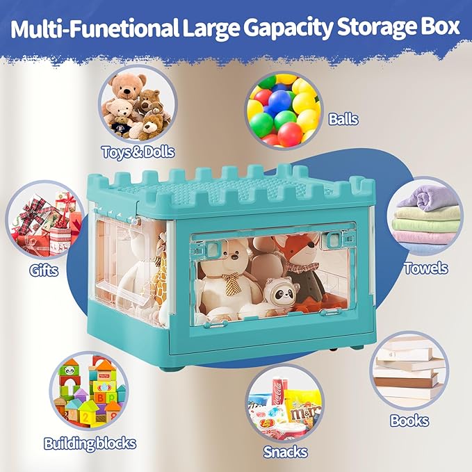 Lego Duplo Storage Collapsible Storage Box for Lego Blocks Toys Organizer Storage for Kids Toy Stackable Building Blocks with Lids Toy Chests with Compartments for Boys and Girls 21QT