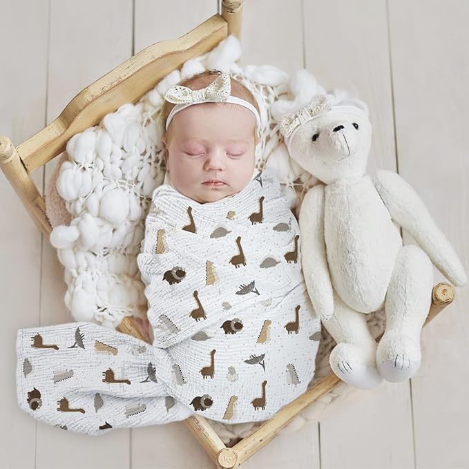 lulumoon Baby Muslin Swaddle Blankets: Soft Receiving Blanket for Newborn - Cotton Swaddling Blanket for Neutral 3Pack