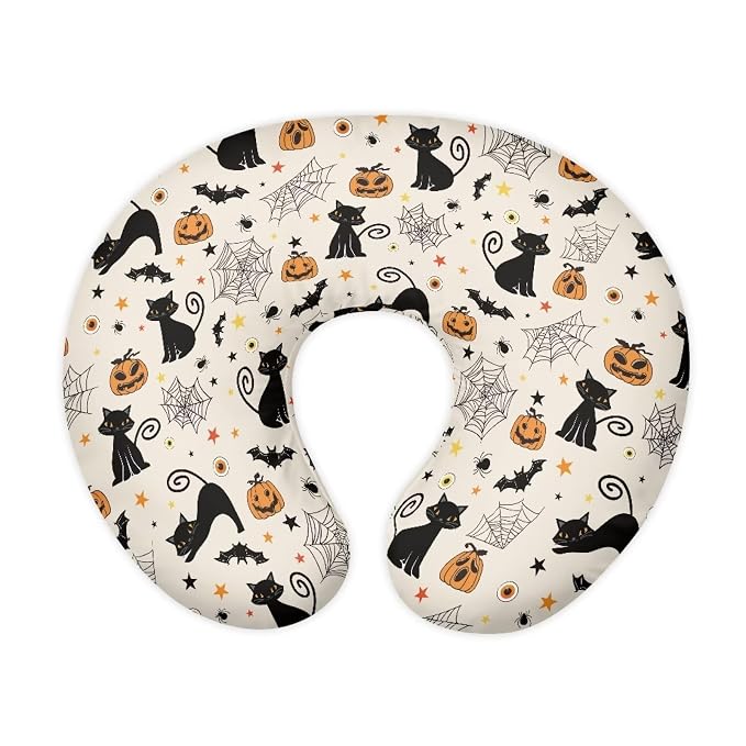 Cats Cobweb Nursing Pillow Cover for Infant Removable Neutral Breastfeeding Pillow Cover with Hidden Zipper Soft Stretchy Breastfeeding Pillow Slipcover for Halloween