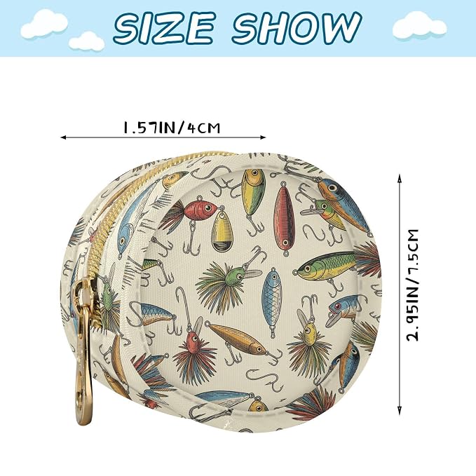 Fishing Lures Colorful Pattern Baby Pacifier Holder Case with Clip Portable Pacifier Storage Organizer Round Container Pouch Box Fits Diaper Bag Stroller Purse