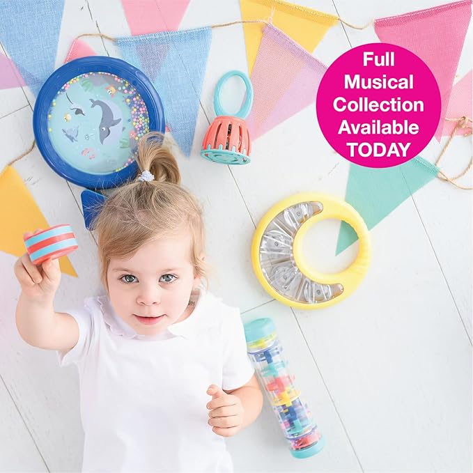 Edushape First Birthday Gift Set - Baby Musical Instruments & Toddler Music Set - Music Toys Baby Gift ??Includes Hand Drum, Rain Stick, Shakers, Bell - Interactive Toddler Music Toys for Toddlers 1-3