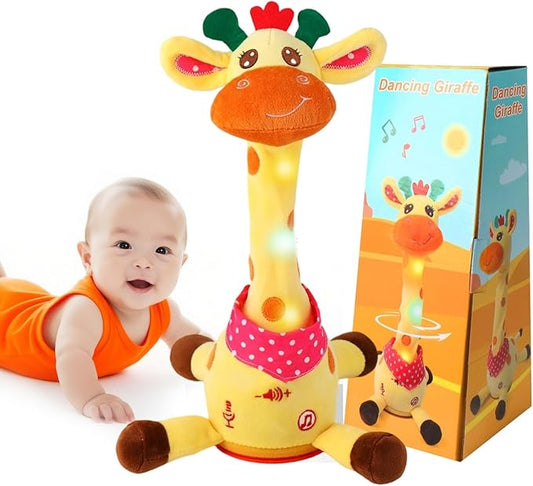 Dancing Talking Musical Giraffe Toy, Tummy Time Toy with Volume Adjustment, Singing Giraffe Stuffed Animal 10 Children's Songs Light Up Toys, Repeating What You Say, Baby Easter Basket Stuffers Gifts