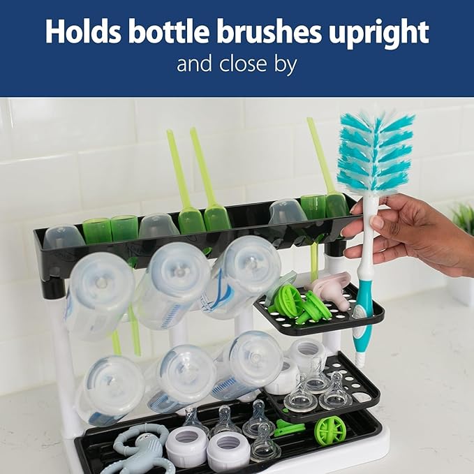 Dr. Brown's Baby Bottle Drying Tower, Stand-Up Drying Rack with Folding Baby Bottle Drying Rack for Easy Storage