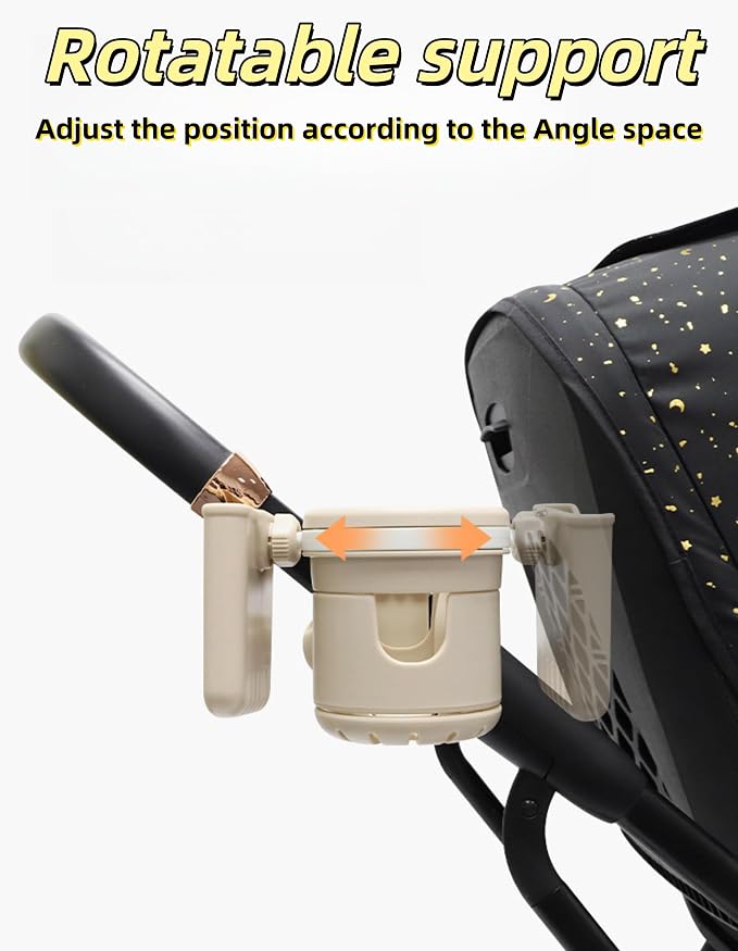 3-in-1 Stroller Cup Holder, Baby Stroller Accessories with Bottle Holder, Phone Mount, and Drink Caddy for Strollers, Perfect for Parents on The Go (Beige)