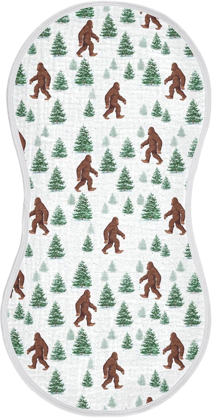 Muslin Baby Burp Cloths Set of 1, Soft Bigfoot Sasquatch Absorbent Muslin Washcloths, Bibs, Face Towel for Newborn Boys Girls, 22 x 11 Inch