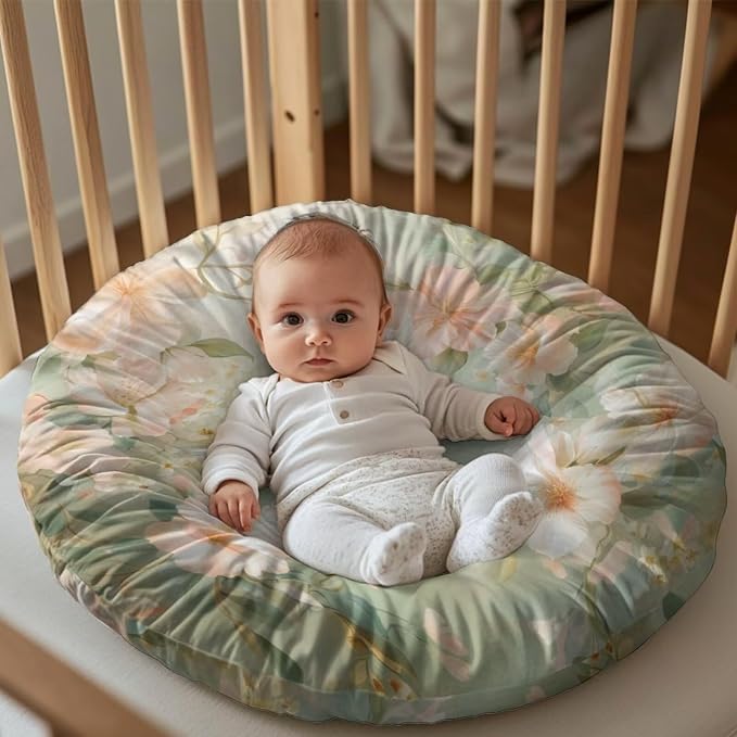 Hummingbird Flower Nursing Pillow Cover Floral Neutral Breastfeeding Pillow Cover Fits 26in*24in Nursing Pillow for Baby Boy Girl,Neutral Baby Nursing Pillow Cover Pillow Not Included