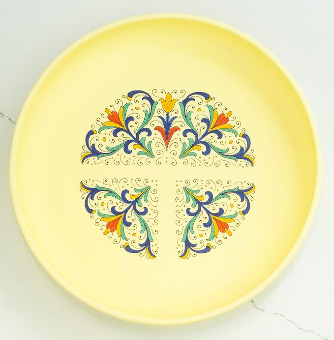 PREMIUM Unbreakable Silicone Baby Plate | Elegant China-Look Design for Baby Tableware | Suction Toddler Feeding Plate | Divider-free BPA-free | Essential Baby Items (Deruta)