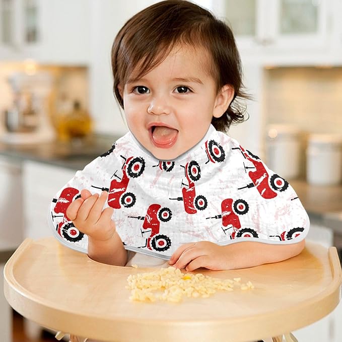 vvfelixl Baby Burp Cloths Red Wheeled Tractors Baby Newborn Cotton Burping Cloths Set Baby Washcloths 4 Pack