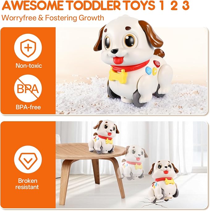 LUDILO Learning Toys for 1 Year Old Boy Girl Gifts: Pull Along Crawling Toy Musical Puppy 6 7 8 9 10 12 18 Month Old Baby Toy 1st Birthday Gifts for Boys Girls Toddler Infant Baby Toys 6-12-18 Months