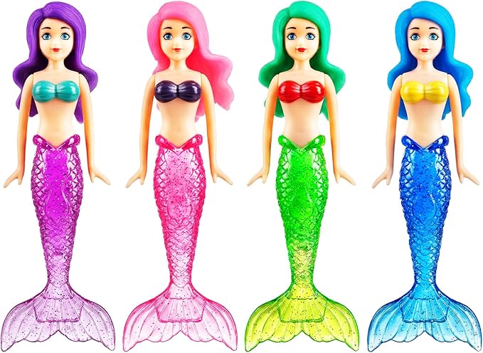 Jasonwell Pool Diving Toys Games - 20PCS Swimming Mermaid Pool Toys with Dive Rings Gems Beach Ball Underwater Treasures Seaweeds Fish Swim Toy etc Bath Water Toy Training Gifts for Kids Adult