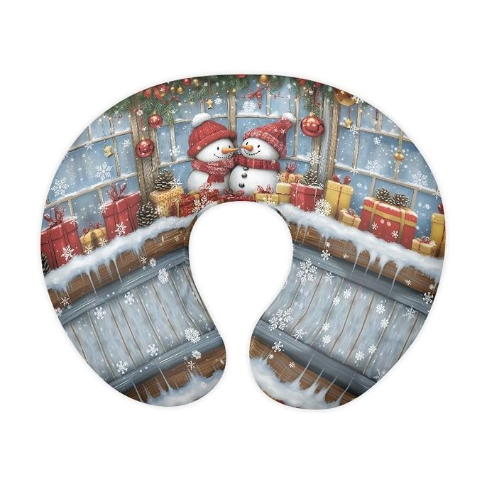Christmas Snowmen Nursing Pillow Cover Durable Breathable Breastfeeding Pillow Replacement Slipcover with Hidden Zipper for Home Living Room Decor