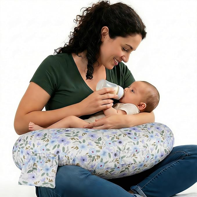 x-vesolje Plus Size Nursing Pillow Wider Support, Breastfeeding Pillow with Adjustable Strap Fit All Body Type, Ergonomic Breast Feeding Pillow, Baby Feeding Pillow for Mom- Max Size/Leaves