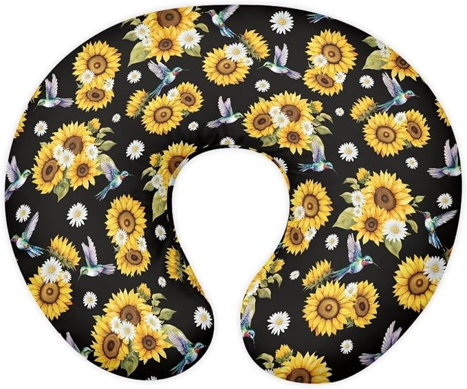 Sunflower Hummingbird Nursing Pillow and Positioner Newborn Original Breastfeeding Slipcover Case Soft Head Support Protector Cushion Essential with Hidden Zipper Easy Care