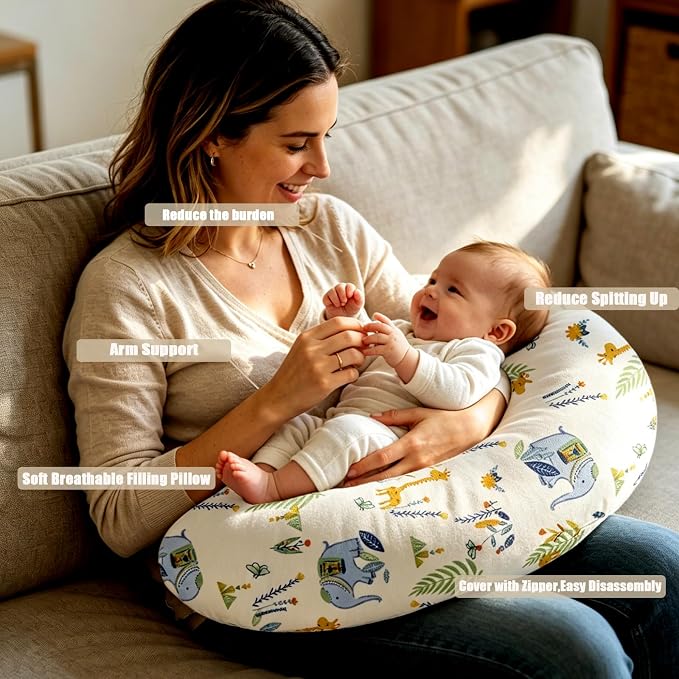 Nursing Pillow Breastfeeding Pillow Removable cover Machine washable | Conforming to ergonomic design. Detachable cover. Machine washable. Breathable fabric.Arm fatigue free Soft supportive fill
