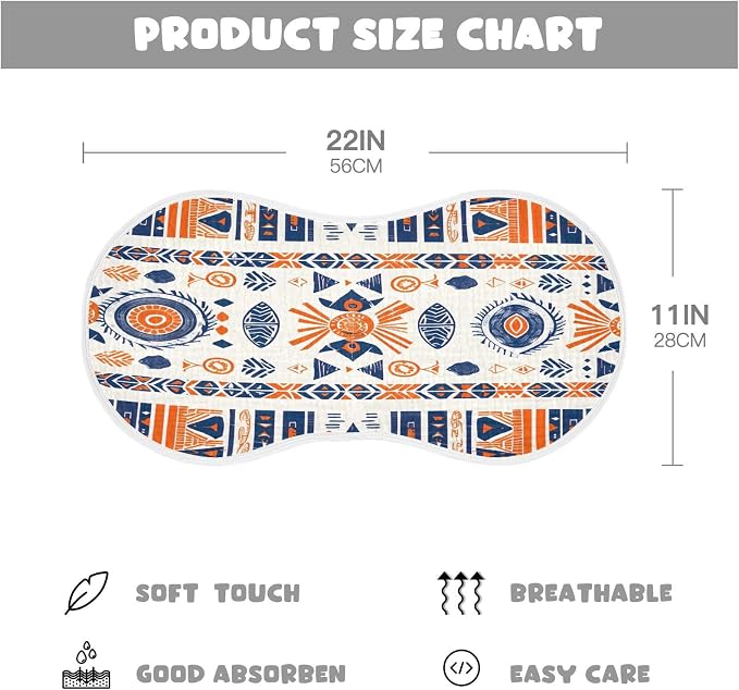 Native American Tribal Muslin Baby Burp Cloths - Super Absorbent and Soft Burping Rags - Cotton Burp Clothes Set for Boys and Girls, 2 Pack