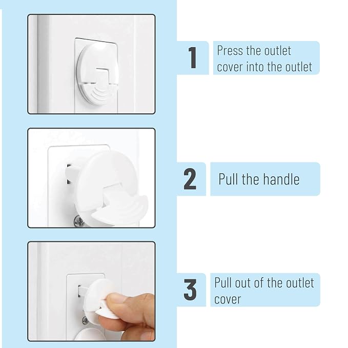 Bates- Outlet Covers Child Proof, 40 Pack, White, Round 3 Prong Outlet Covers