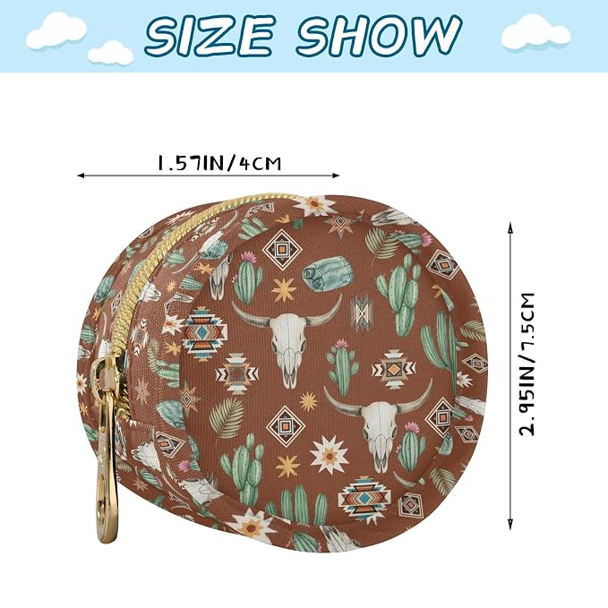 Western Cowboy Skull Brown Print Pacifier Holder Case with Clip Paci Holder Pacifier Storage Case Container Portable for Diaper Bag Newborn Girl Boy Essentials