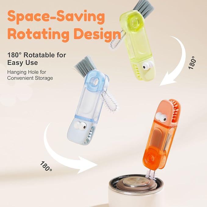 Upgraded 3 in 1 Cup Lid Cleaning Brush, 2026 New Multifunctional Lid Cleaner Brush, Portable Crevice Cleaning Brush Set for Baby Bottle Gap Tight Spaces