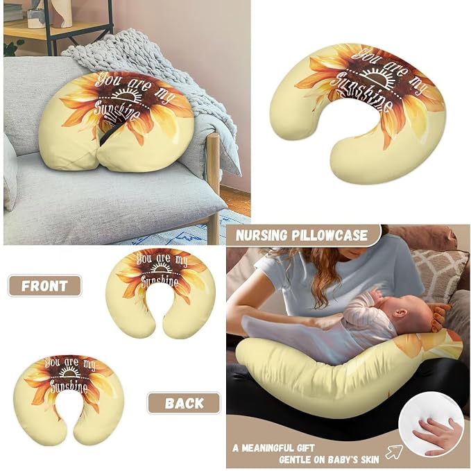 Yellow Baby Lounger Replaceable Cover & Nursing Pillow Cover Set for Baby Snug Fits Bopy Nursing Pillows,Sunflower Breastfeeding Nursing Pillow Slipcovers,for Breastfeeding Moms（Cover Only）