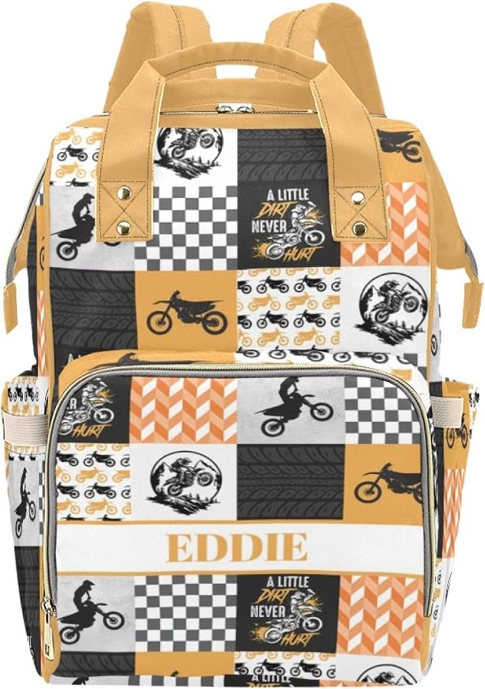 Custom Diaper Bag for baby Customized Baby Bag Personalized Nursing Bags with Name Custom Name Mommy Daypack Bag Tote Bag Gifts (Motocross)
