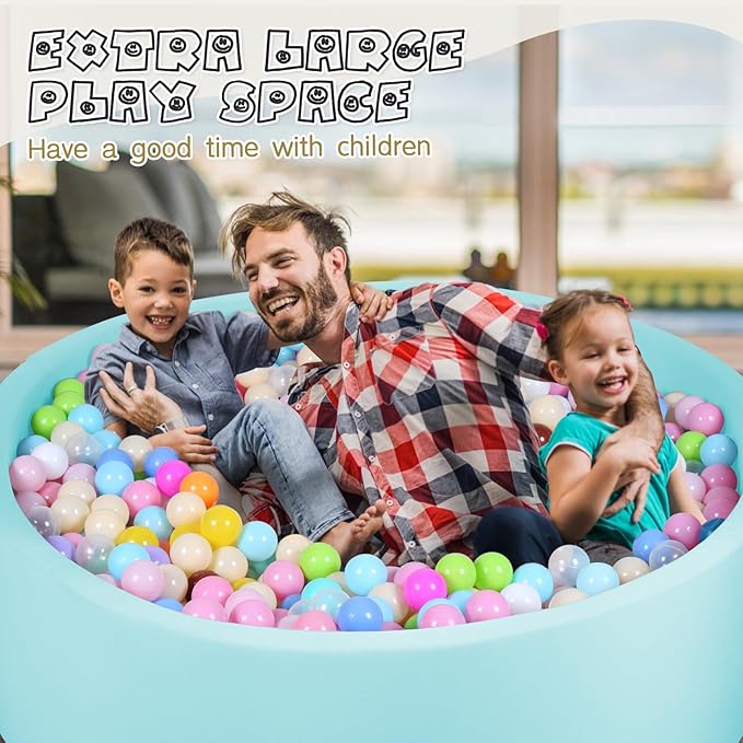 Foam Ball Pit for Kid, Kids Soft Ball Pit,Kiddie Balls PoolIdeal Gift Toys for Children, 47 Inch,Blue