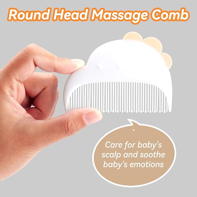 Baby Hair Brush and Comb Set, Soft Bristles Cradle Cap Brush for Newborns, Toddlers, Baby Registry Gift (Camel)