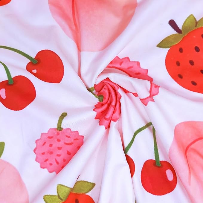 Strawberry Cherry Peach Lychee Minky Baby Blanket for Girls, 29.5'' x 39.3'' Soft Double Layer Receiving Blankets with Dotted Backing for Newborn Toddler Nursery Crib Stroller Car Seat