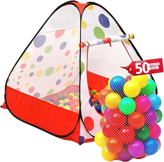 Kids Ball Pit Pop up Play Tent, Playhouse Tent for Boys Girls Babies and Toddlers, Indoor Outdoor Toy Perfect Kid?™s Gifts, 50 Ball Pit Balls Included