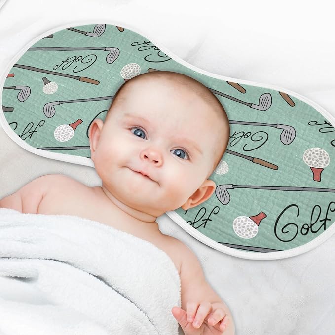 2 Pack Muslin Burp Cloths Golf Teal Print Cotton Baby Burp Cloths Ultra Absorbent Burping Cloth Soft Spit Up Rags for Newborn Must Haves, Large 22" x 11"