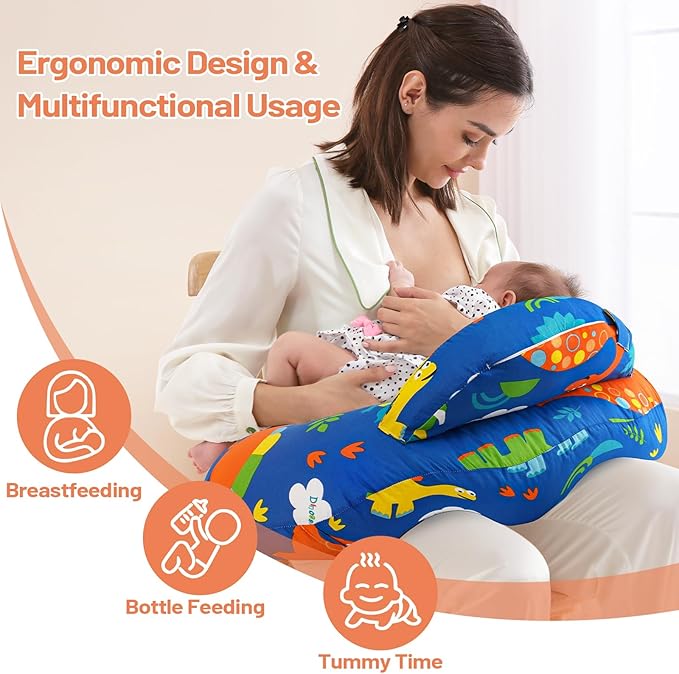 AMASKY Nursing Pillow for Breastfeeding, Breastfeeding Pillows for More Support for Mom and Baby, Machine Washable, Navy Blue, Pallet of Product
