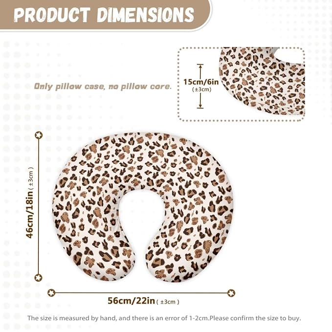 Leopard Print Newborn Nursing Pillow Replacement Cover Soft Comfortable Fabric Feeding Pillow Slipcover for Bottle and Breastfeeding