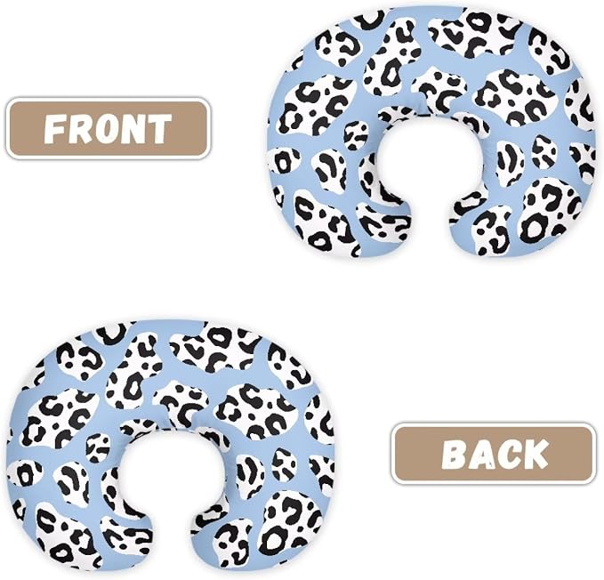 Blue Cow Print Feeding Pillow Covers Washable & Breathable Nursing Pillow Slipcovers Breastfeeding Newborn Feeding Cushion Cover Practical Gift, Best Choice for Mom Cover Only