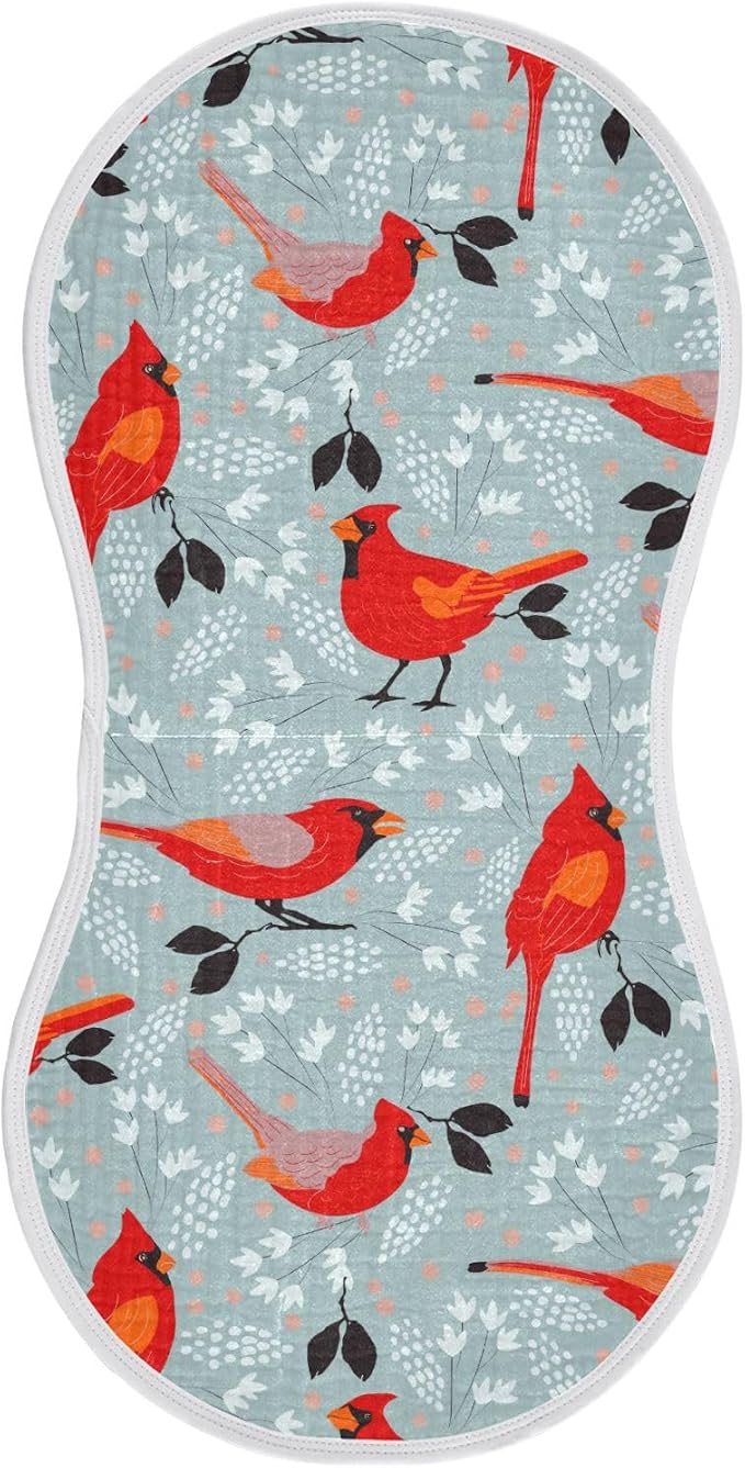 vvfelixl Baby Burp Cloths Cardinals Bird Baby Newborn Cotton Burping Cloths Set Baby Washcloths 4 Pack