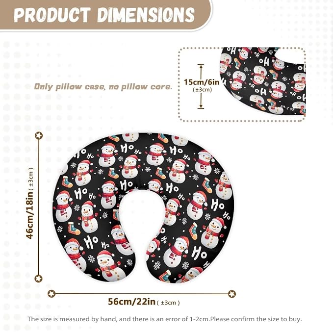 Xmas Snowman Breastfeeding Pillow Cover Nursing Cover for Newborn Girls Boys Super Soft and Comfortable Slipcover Gift, 1 Pack