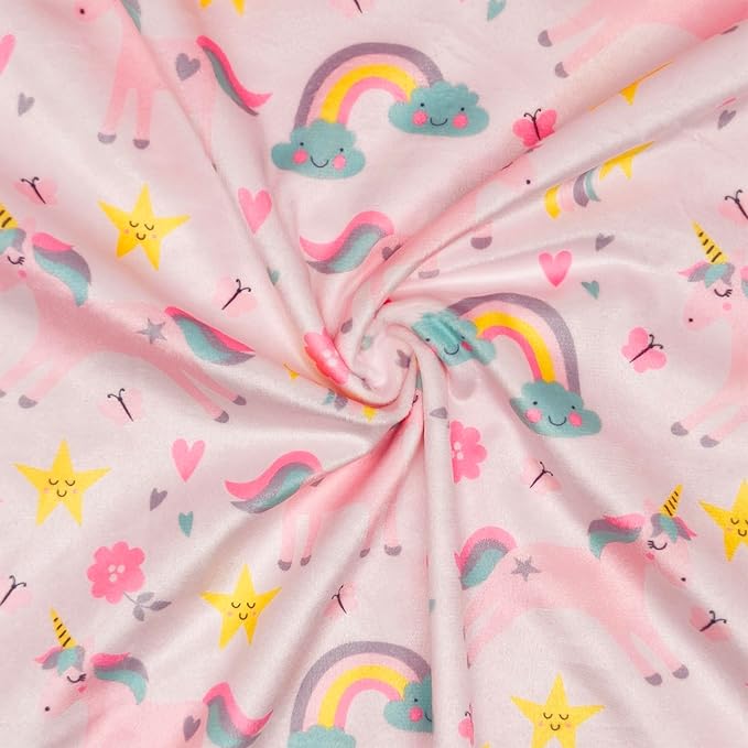 Unicorn Minky Baby Blanket for Girls, Super Soft Plush Receiving Blanket with Double Layer Dotted Backing for Toddler Nursery Newborn Crib Stroller 29.5 x 39.3 Inch