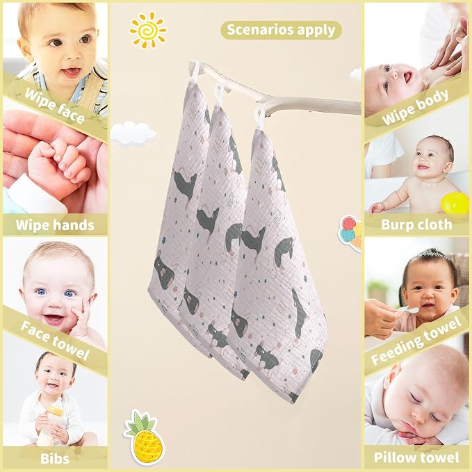 vvfelixl Rat Yoga Poses Baby Burp Cloths Baby Muslin Washcloths for Boys Girls Cotton Baby Face Towel for Newborn Infants Soft and Absorbent 11.8 X 11.8 in, 5 Pack
