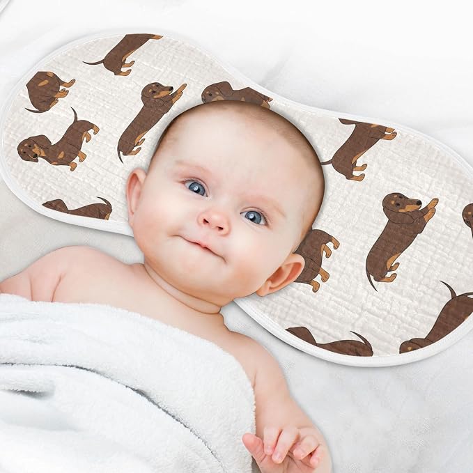 2 Pack Muslin Burp Cloths Dachshund Dogs Cute Cotton Baby Burp Cloths Absorbent Burping Cloth Soft Spit Up Rags for Newborn Must Haves 22x11 Inch