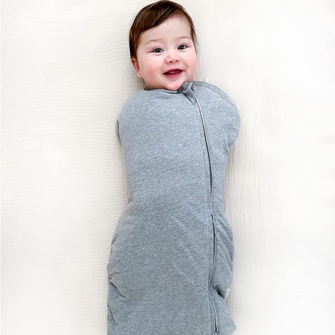 Happiest Baby Sleepea Comforter Swaddle - 100% Organic Cotton Baby Swaddle Blanket - Doctor Designed Promotes Healthy Hip Development (Graphite, XL)