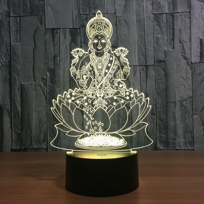 Optical Illusion 3D Buddha Statue Night Light 16 Colors Changing USB Power Remote Control Touch Switch Decor Lamp LED Table Desk Lamp