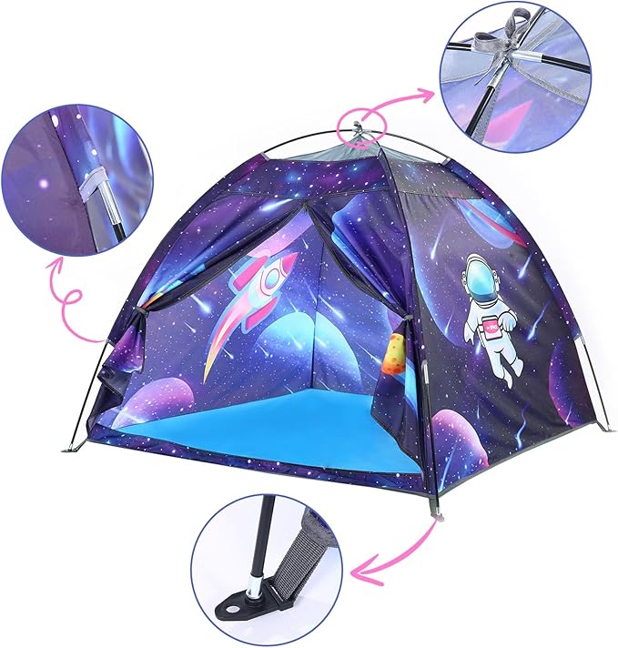 Space World Kids Play TentSpaceship Tent for Kids, Foldable Pop Up Indoor Outdoor Party Spaceship Playhouse Tent Toy for Boys Girls-47 * 47 * 41 (Dark Purple)